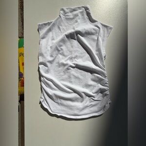 Quince White Sleeveless Turtleneck Top